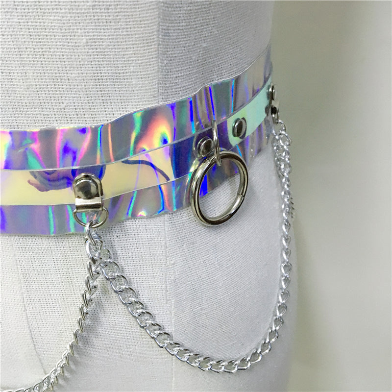 Laser Belt Leather Chain Waist Female