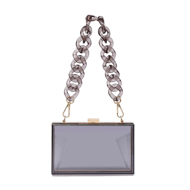 Transparent One-shoulder Messenger Mini Square Bag  Acrylic