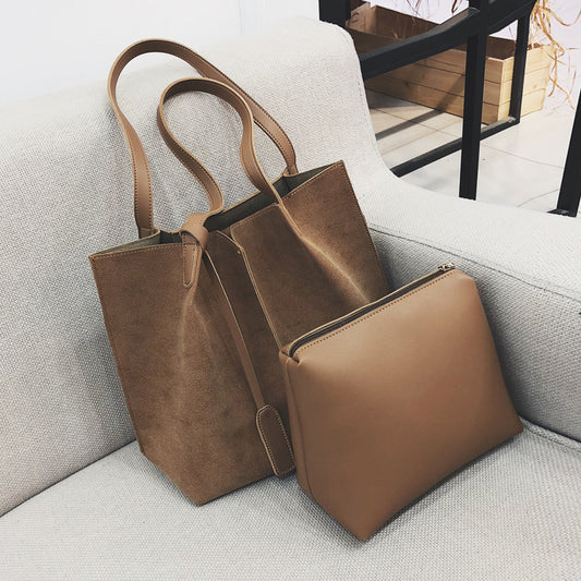 Simple frosted shoulder bag