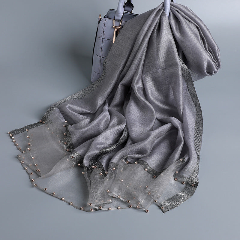All-match bright hot rhinestone silk wool scarf