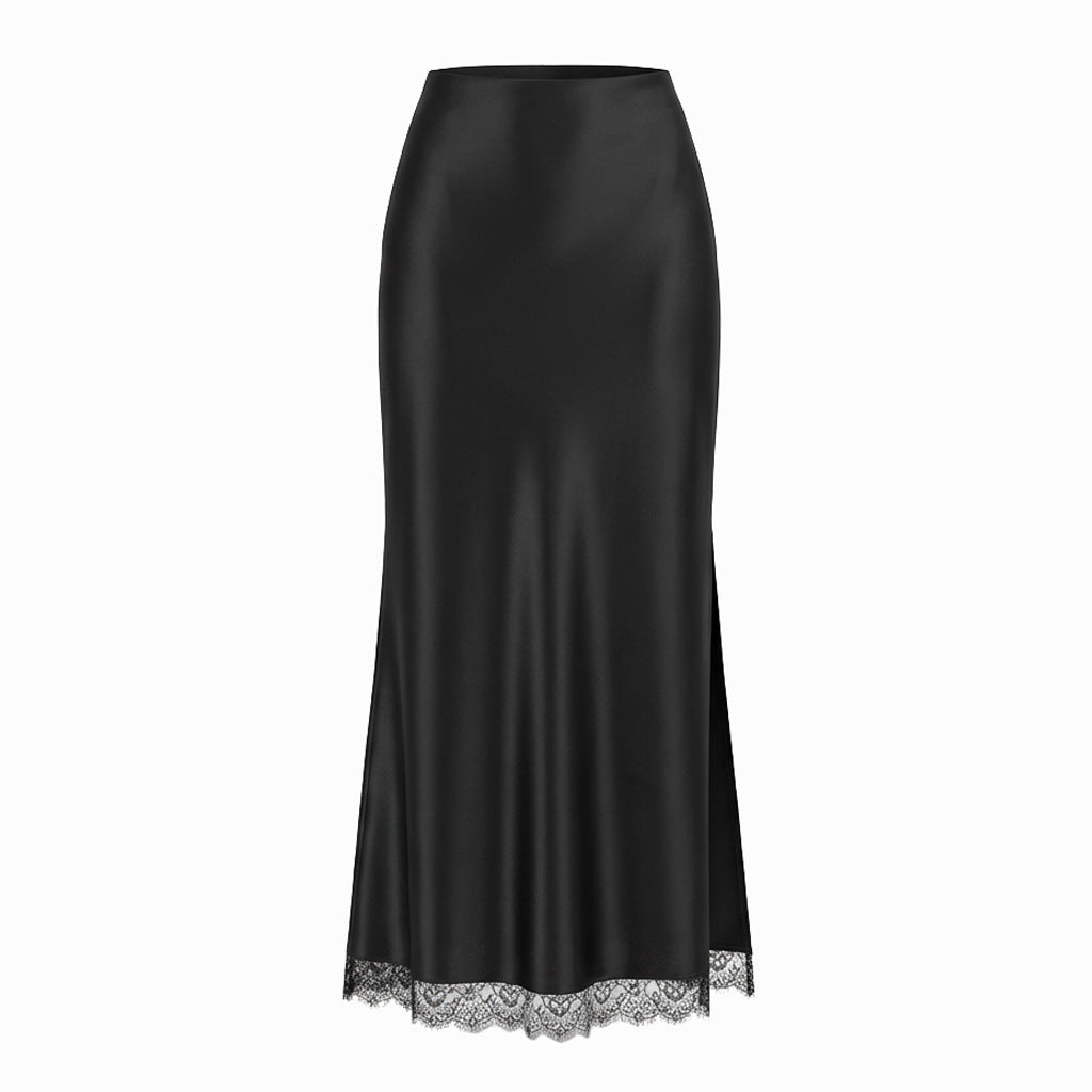 Lace Split High-Waist Elastic Sexy Bodycon Maxi Dress