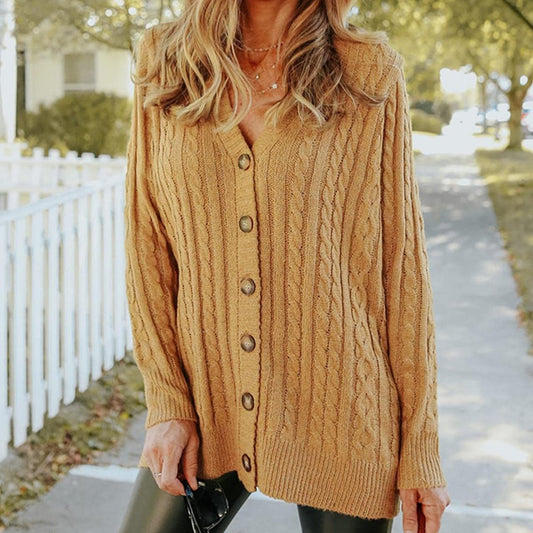 Casual Loose Mid-length Knitted Cardigan Sweater