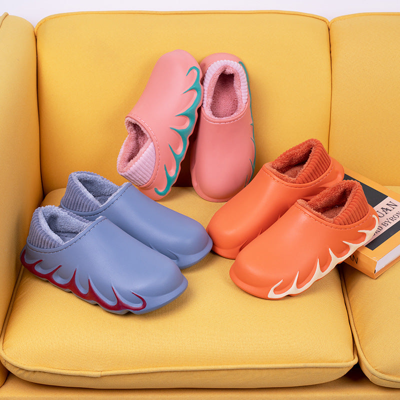 Slippers Waterproof Bag With Plush Confinement Household Cotton Drag Home Couple Warm And Comfortable Cotton Shoes