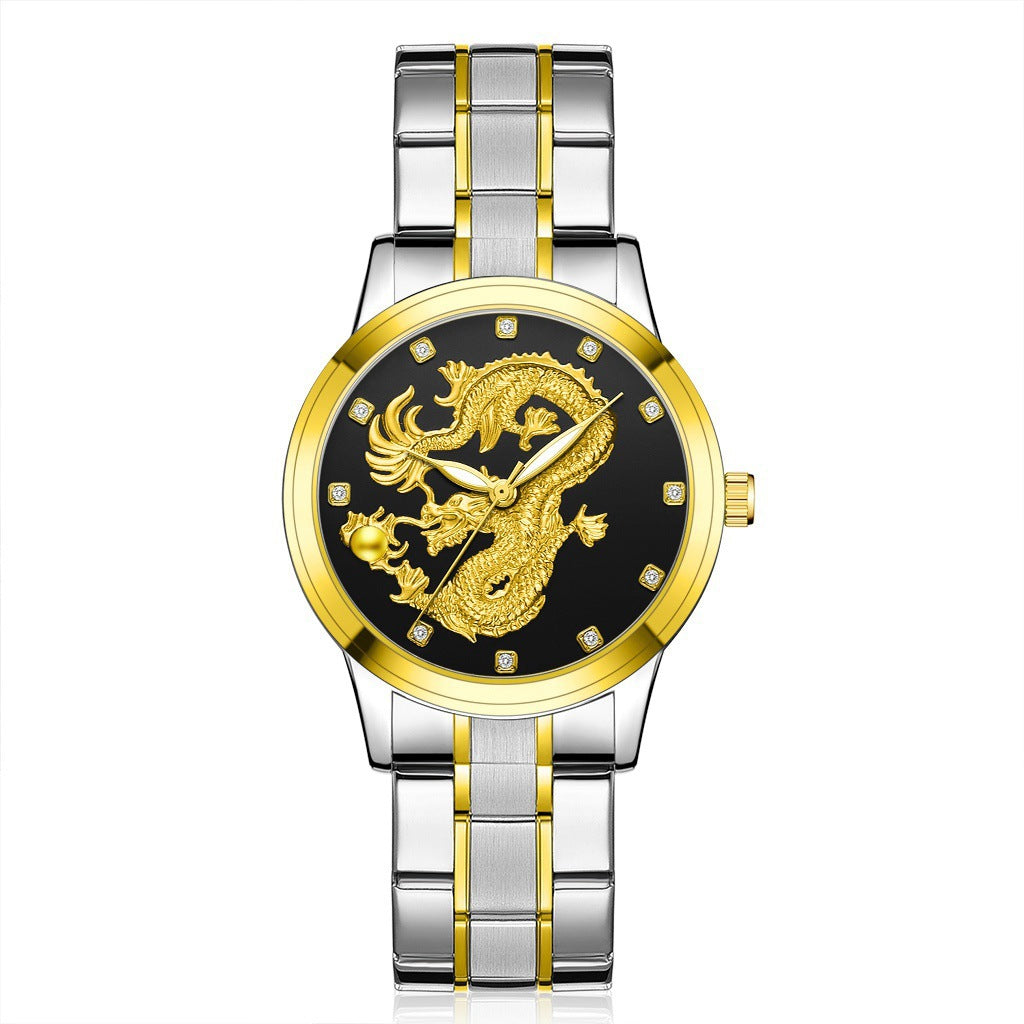 Golden Dragon Watch Alloy Steel Band Quartz Watch