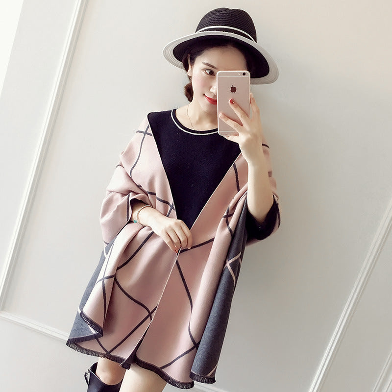 Women's double-faced jacquard cashmere scarf