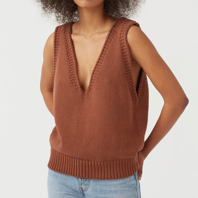 Ladies Knitted Vest Sleeveless Sweater