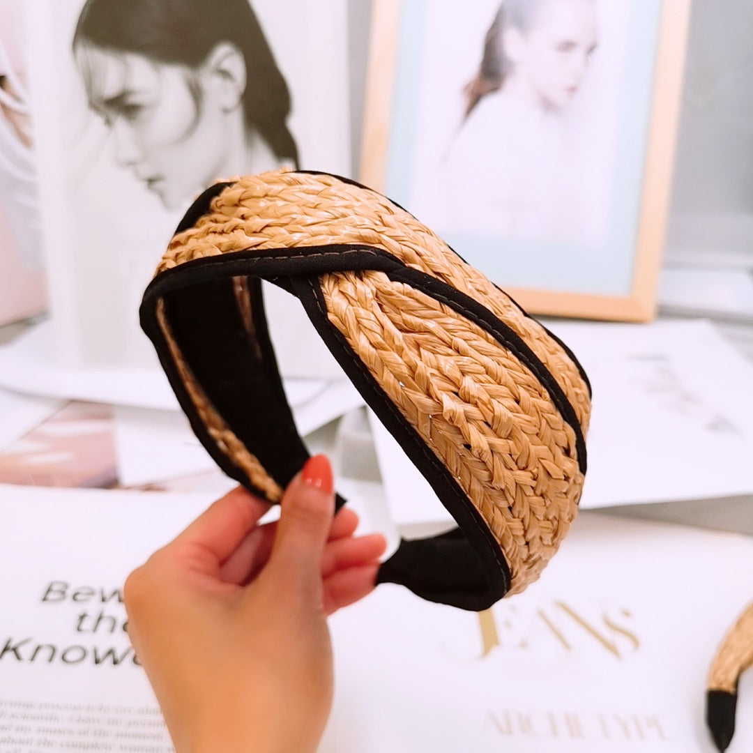 Straw braid headband