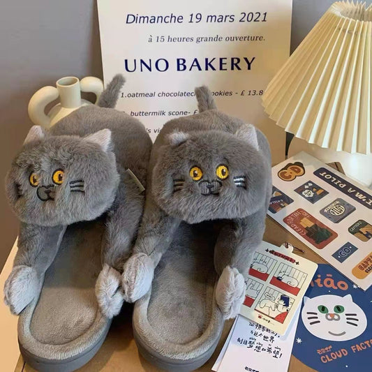 Bløde, plysdyrsformede hjemmesko til hygge – søde og varme hjemmesko med katte-design