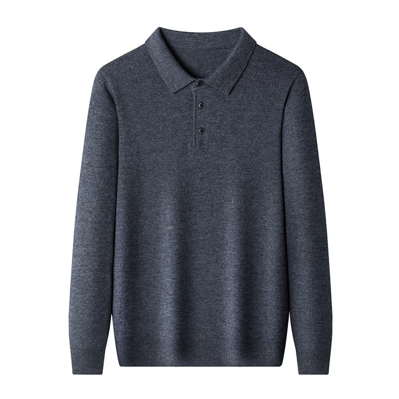 Tykkere Sweater i Ren Uld til Mænd Langærmet Strikket Bluse