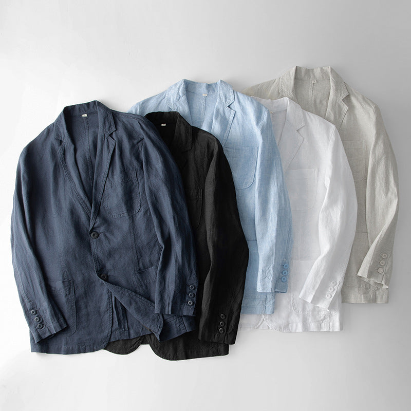 Men's Linen Suit Jacket Casual Small Suit Loose Casual Clothes