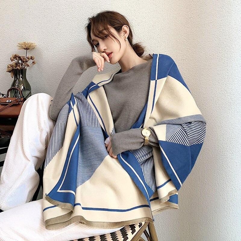 Double-Sided Solid Color Dual-Purpose Thick Warm Scarf