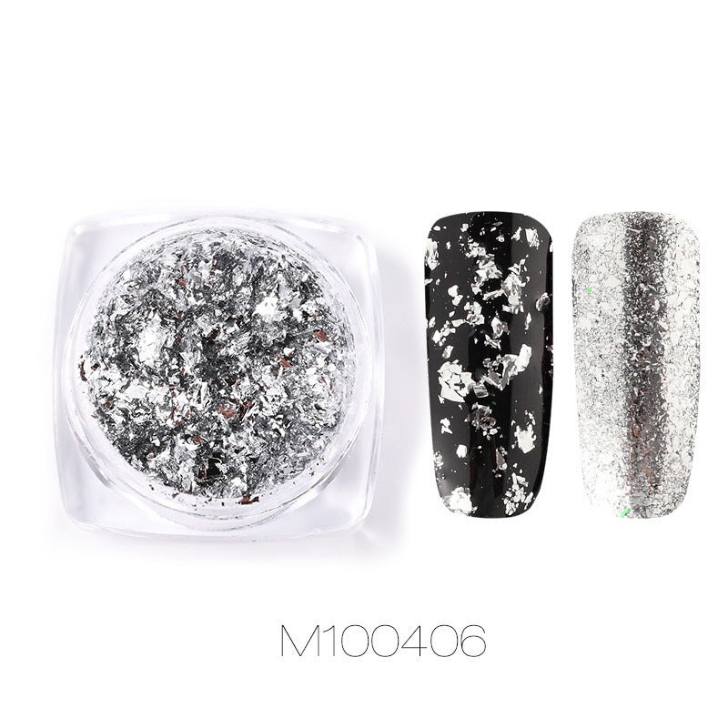 Gold and silver electroplated metal nail powder
