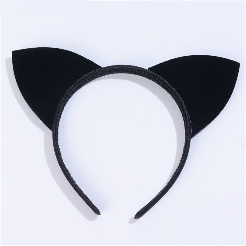 New Sexy Black Flocking Cat Ears Headband Annual Party Party Headwear