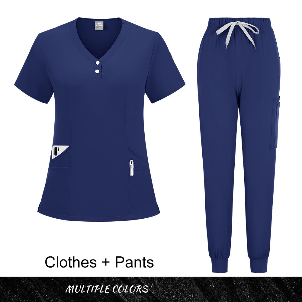 Stylish Casual Scrub Set For Women Long- Or Short-sleeve Doctor And Nurse Uniform
