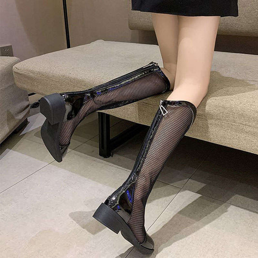 Thin Mesh Long Skinny Knight Boots For Women