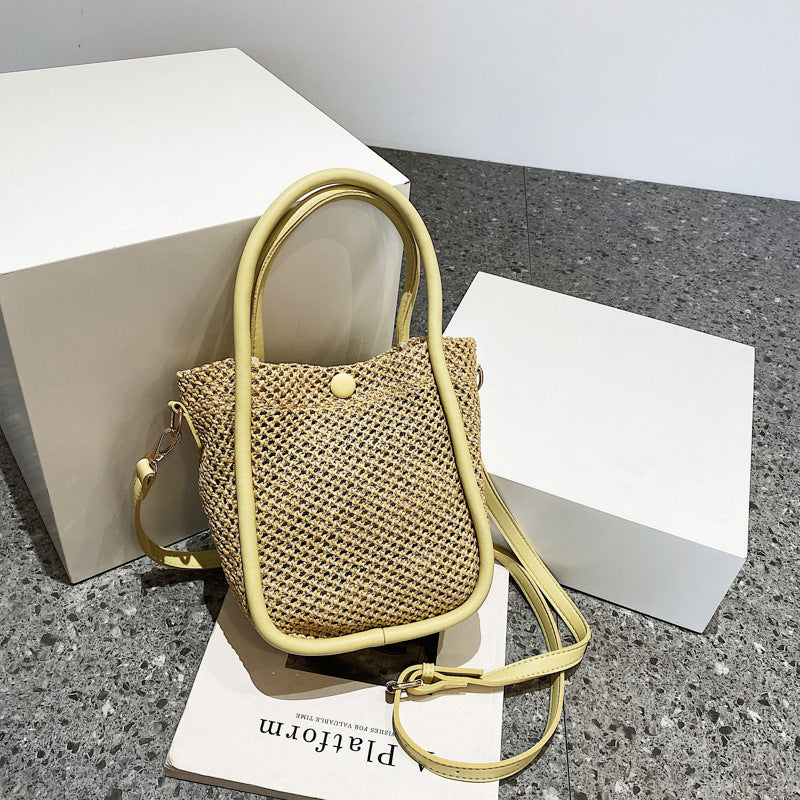 Women's Straw Portable Bucket Bag