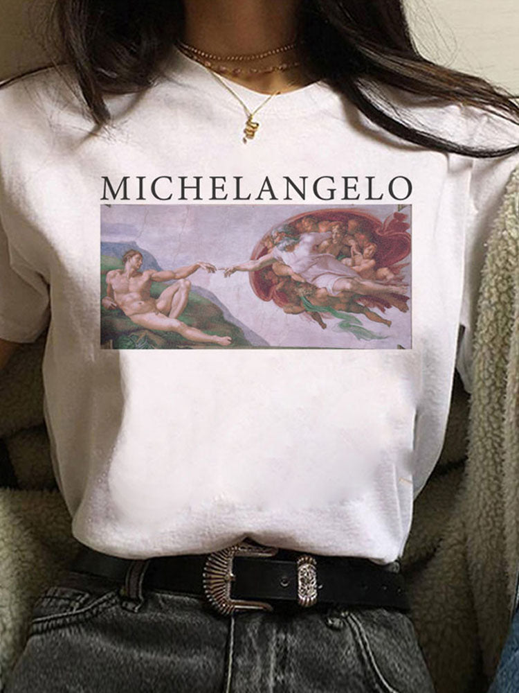 European And American Alphabet Print Short-sleeved T-shirt