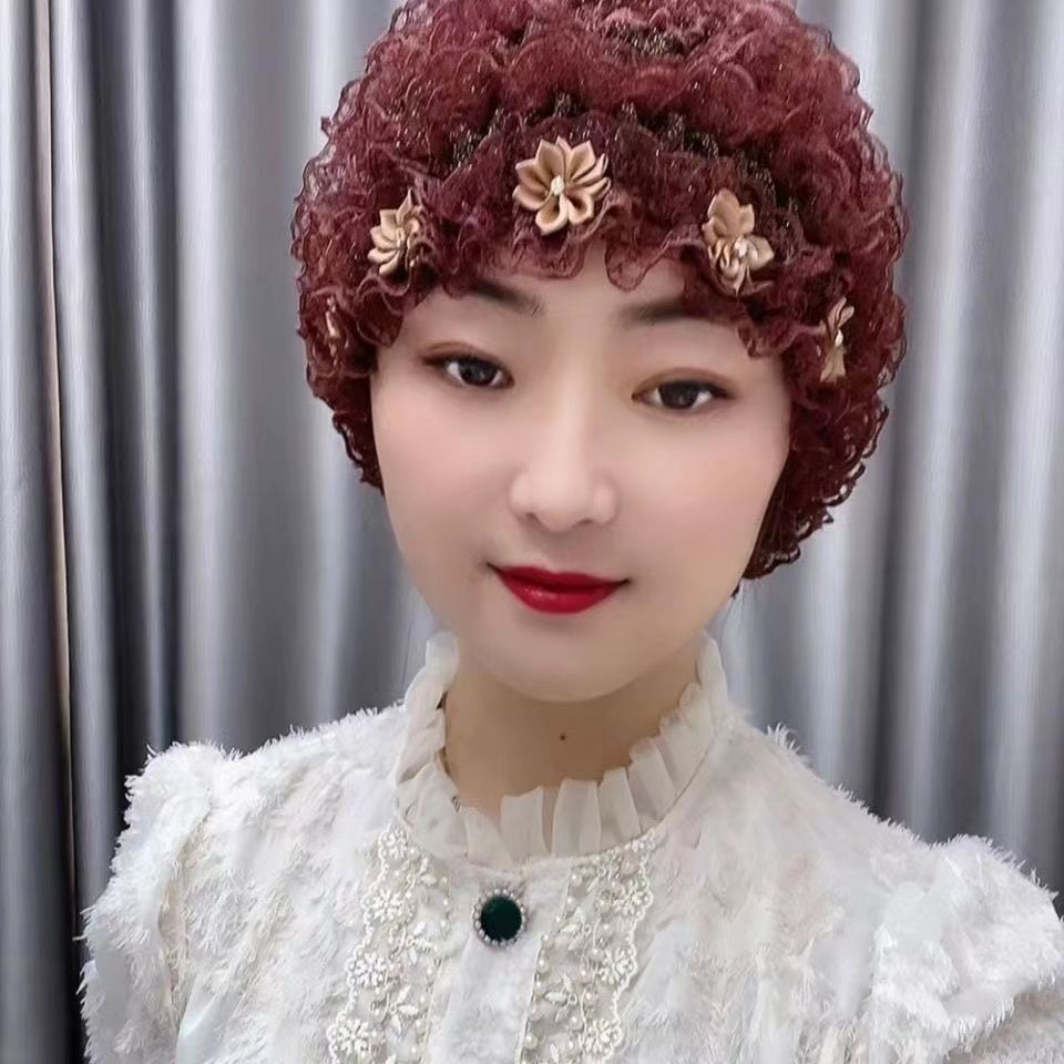 Four Seasons Little Flower Toque Cover Gray Hair Cap Lace