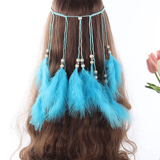 Bohemian peacock feather hair band