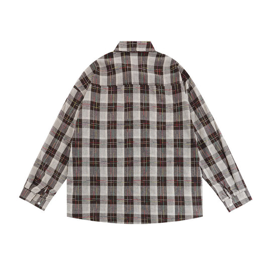 Cartoon Embroidered Bear Lapel Long Sleeve Shirt Outer Wear Loose Casual