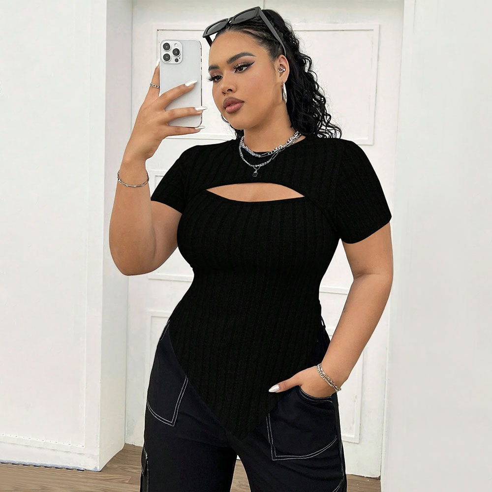 Fashion Simple Slim Waist Slimming Versatile T-shirt