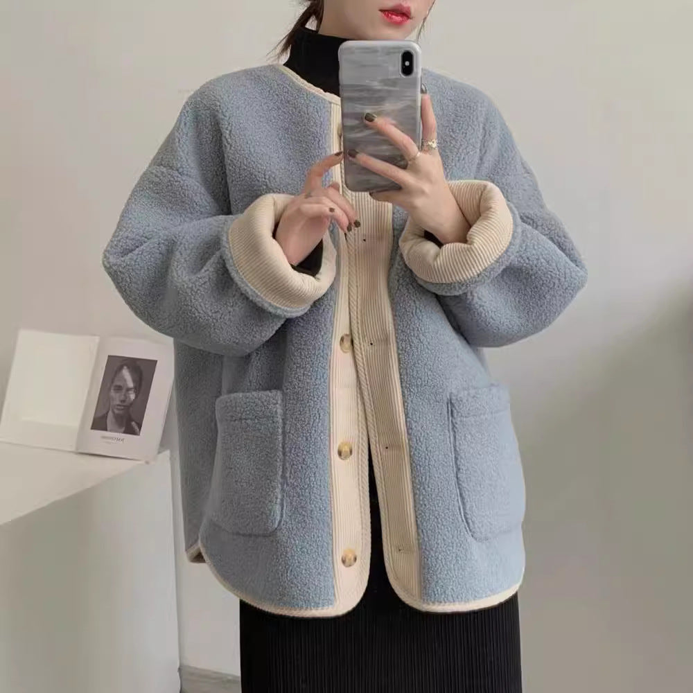 Vintage Wool Coat For Women Winter Loose Casual Thickening