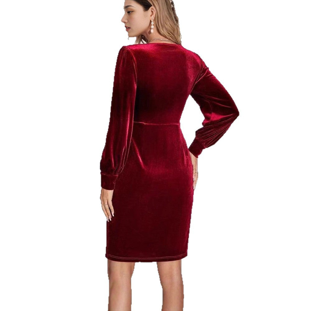 Elegant Velvet Long Sleeve Dress