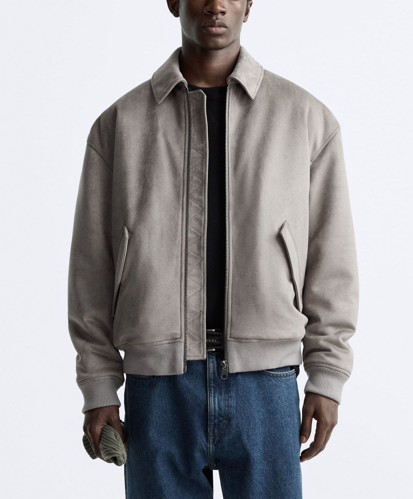Men's Quilted Suede Texture Lapel Jacket