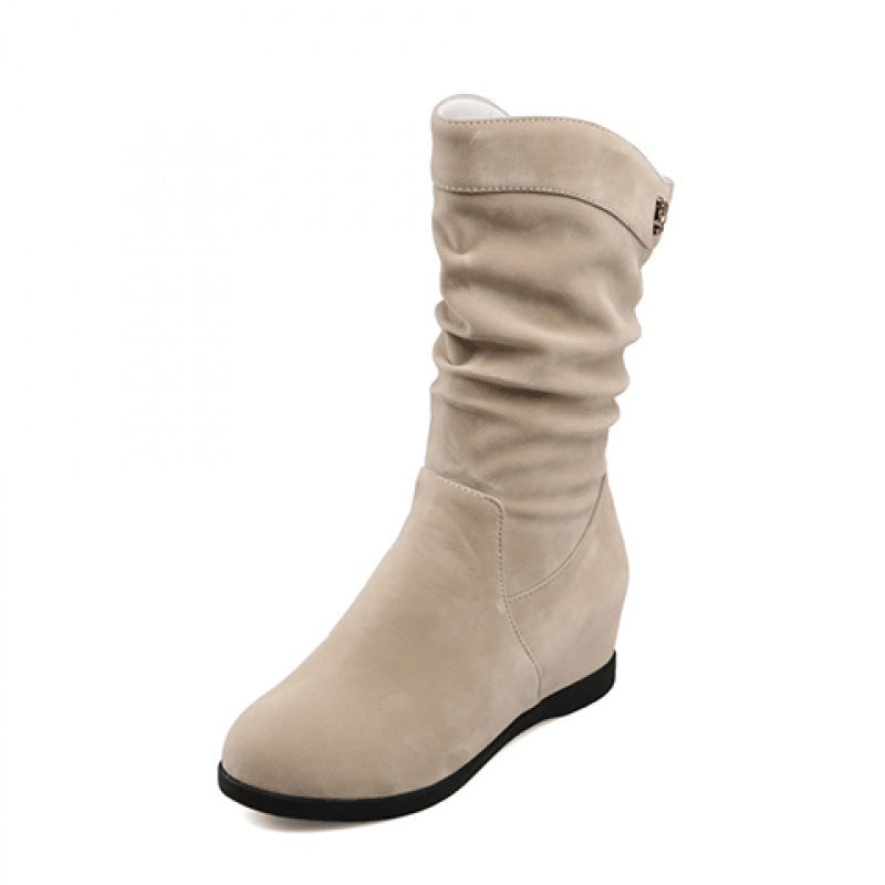 Simple Women's Plus Cotton Velvet Mid-tube Boots