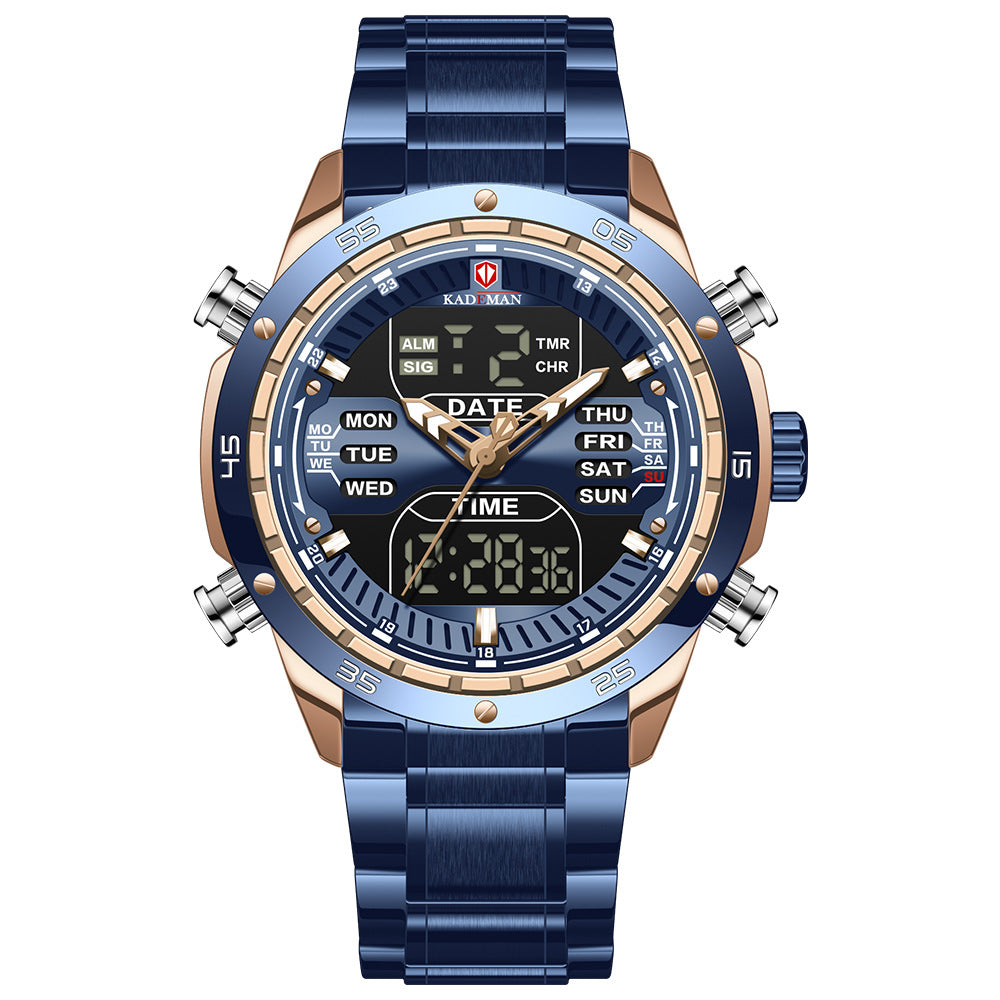 Sports Multifunctional Waterproof Steel Band Quartz Watch