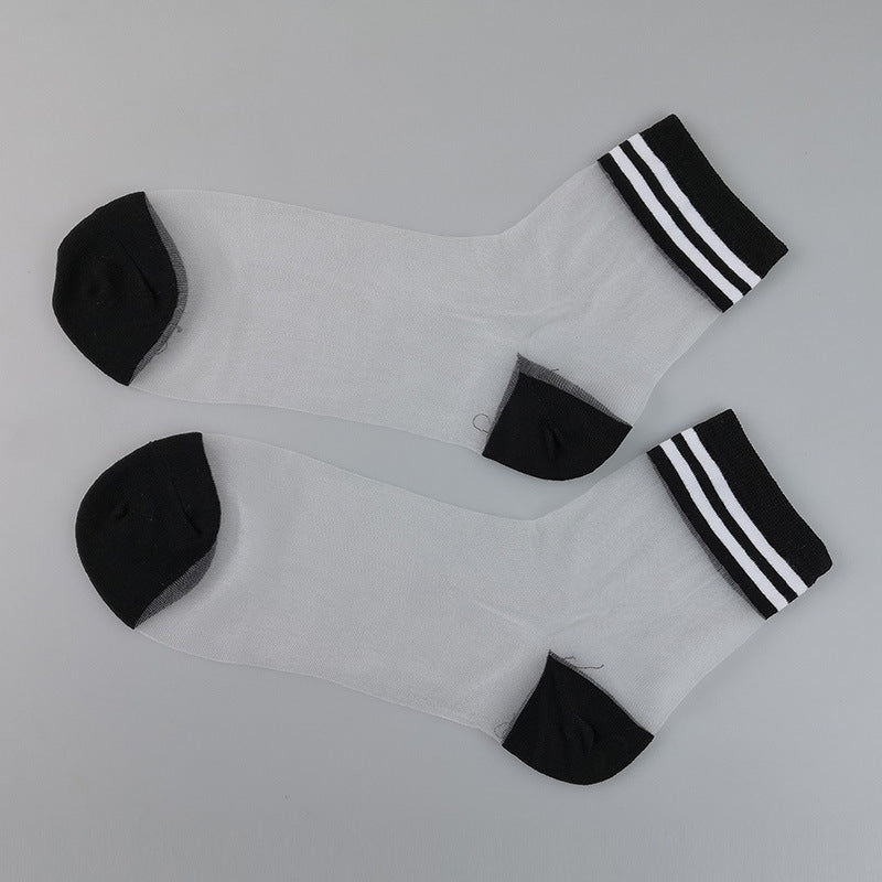 Rainbow striped crystal stockings