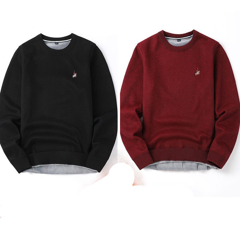 Sweater Mænd Efterår Og Vinter Plus Fløjl Fortykning Base