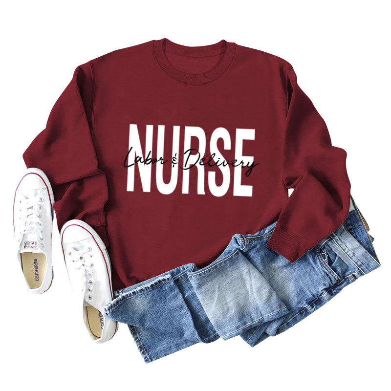 Round Neck Letter Printing Loose Plus Size Long Sleeve Sweater