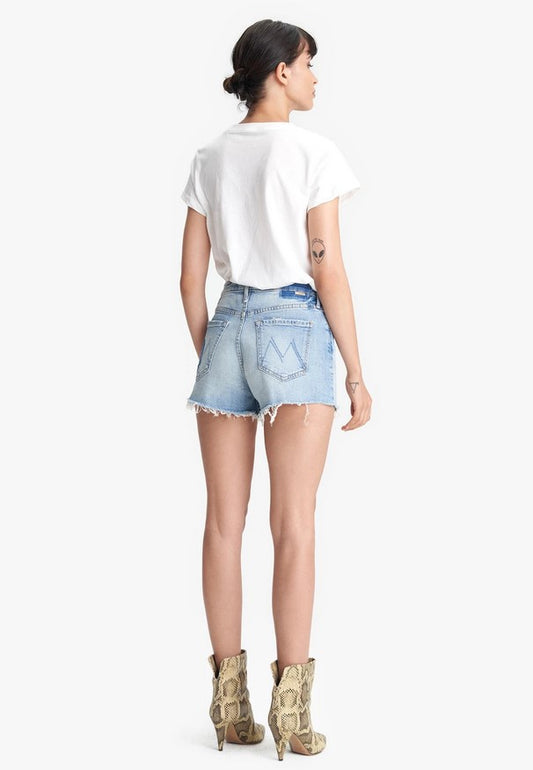 Frayed love high-waisted denim shorts