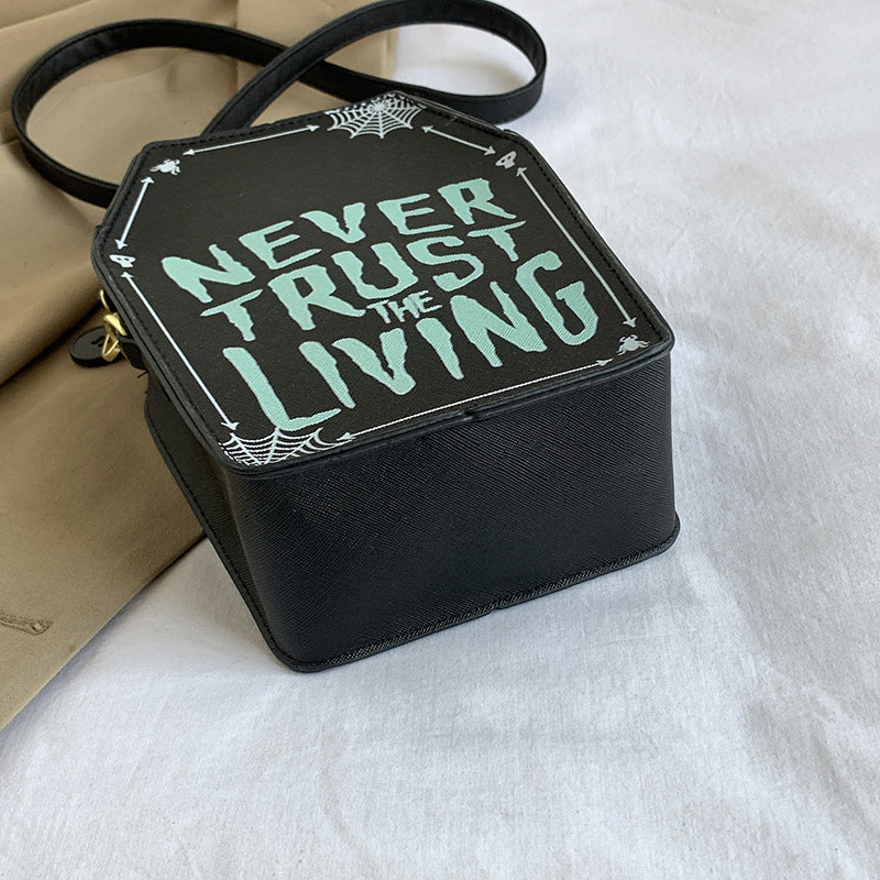 Printed Graffiti Printed Vertical Small Square Bag Dark Goth Style