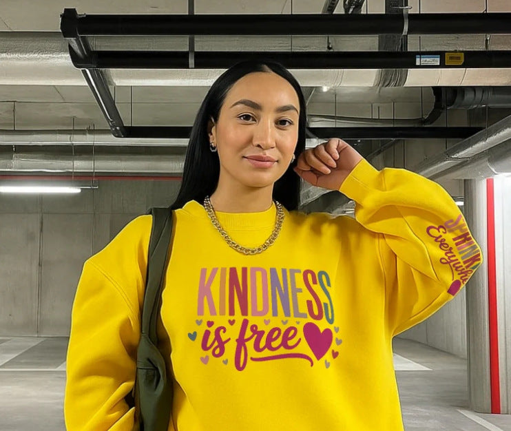 Langærmet sweatshirt med rund hals og print til kvinder til sport