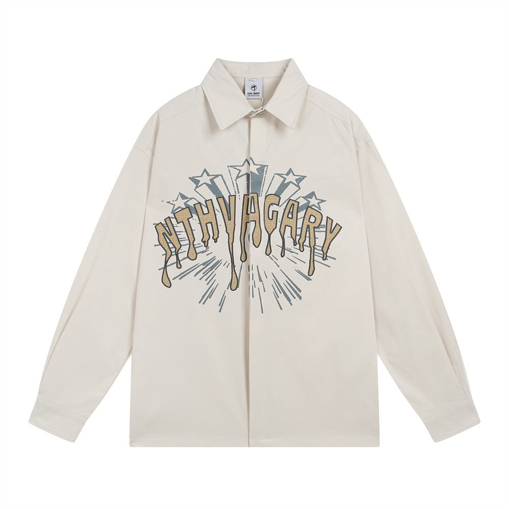 Hip Hop American Letter Print Long Sleeve Shirt