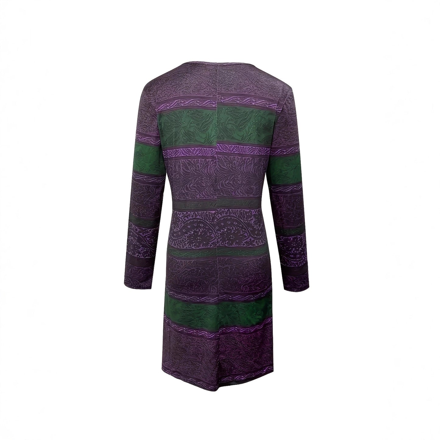 Ethnic-Style Cotton Chiffon Floral Plus-Size Crew-Neck Printed Midi Top
