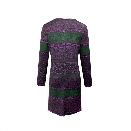 Ethnic-Style Cotton Chiffon Floral Plus-Size Crew-Neck Printed Midi Top