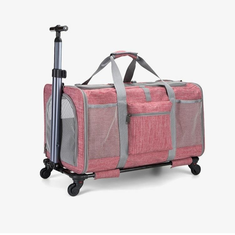 Portable Foldable Universal Wheel Breathable Hand-held Cross-body Large-capacity Pet Bag