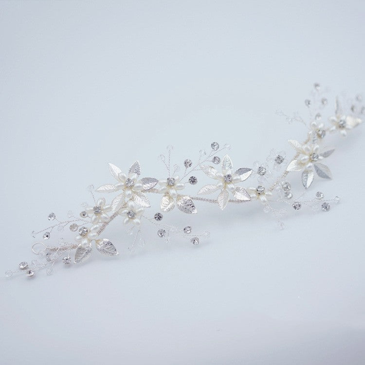 European And American Silver Imitation Pearl Headband Wedding Accessories
