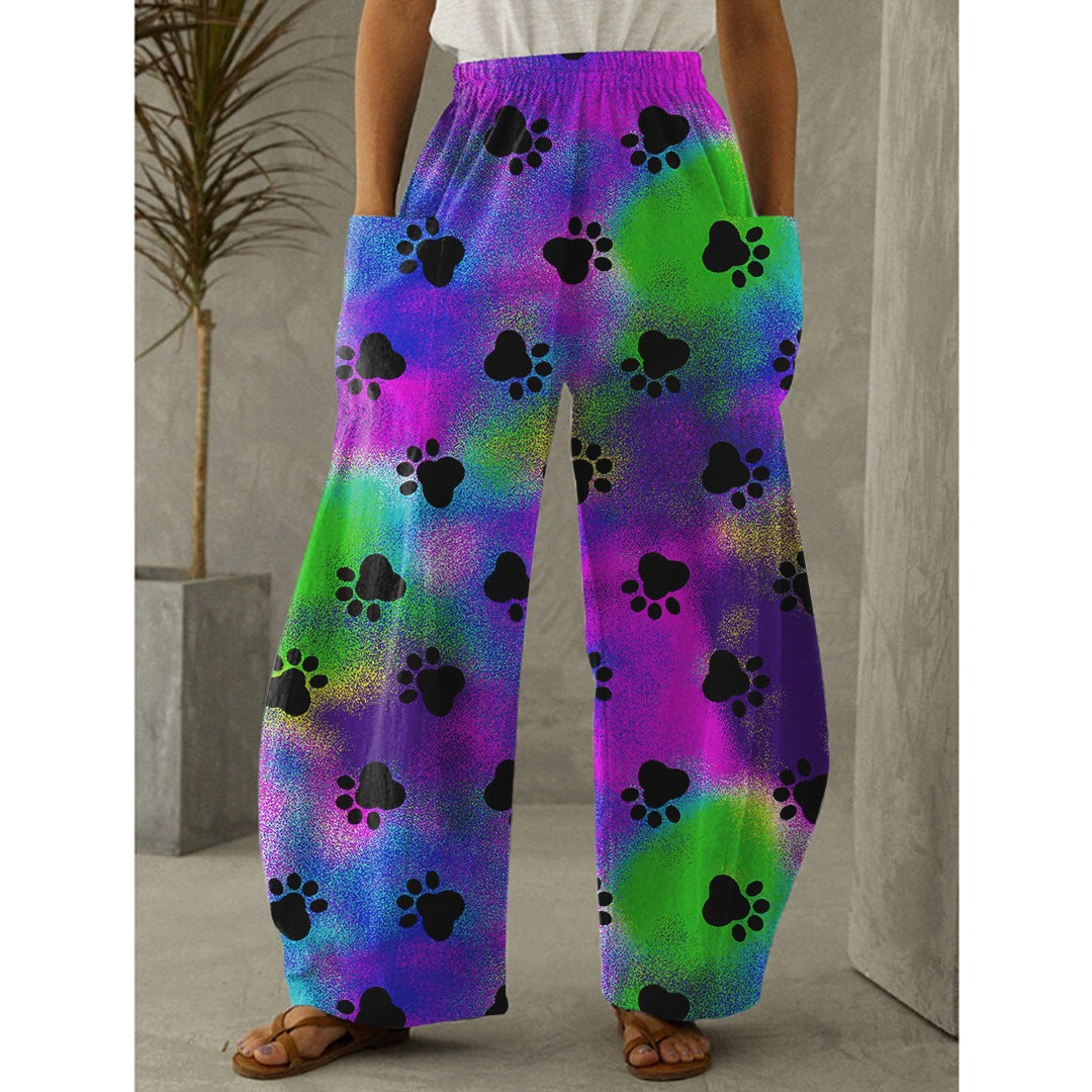 Printed 3D Trendy Irregular Wide-leg Pants