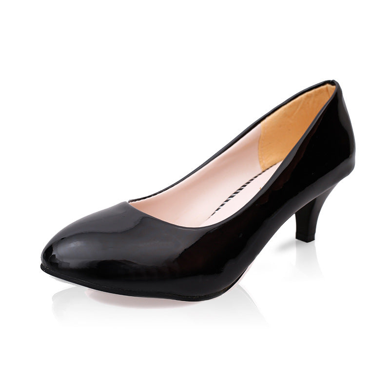 Round Toe Women's Shoes Large Size Thick Heel