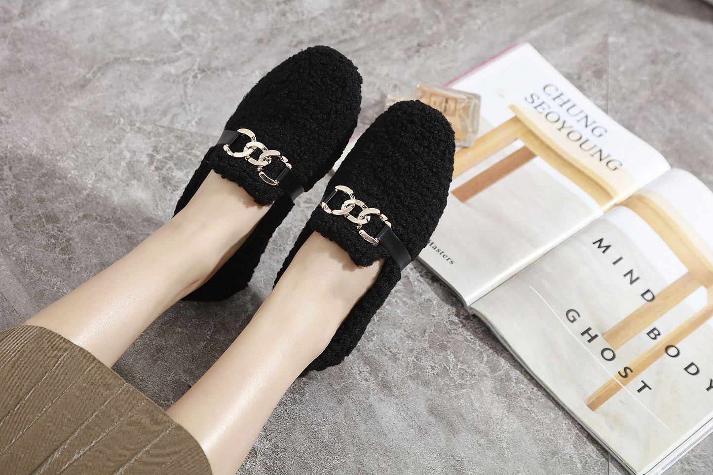 Pedal Shoes Women's Outer Wear Plus Velvet Warm Cotton