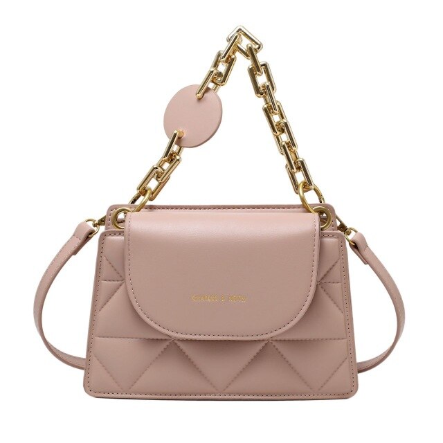 Women's Portable Small Square Bag Chain With Lattice Pattern