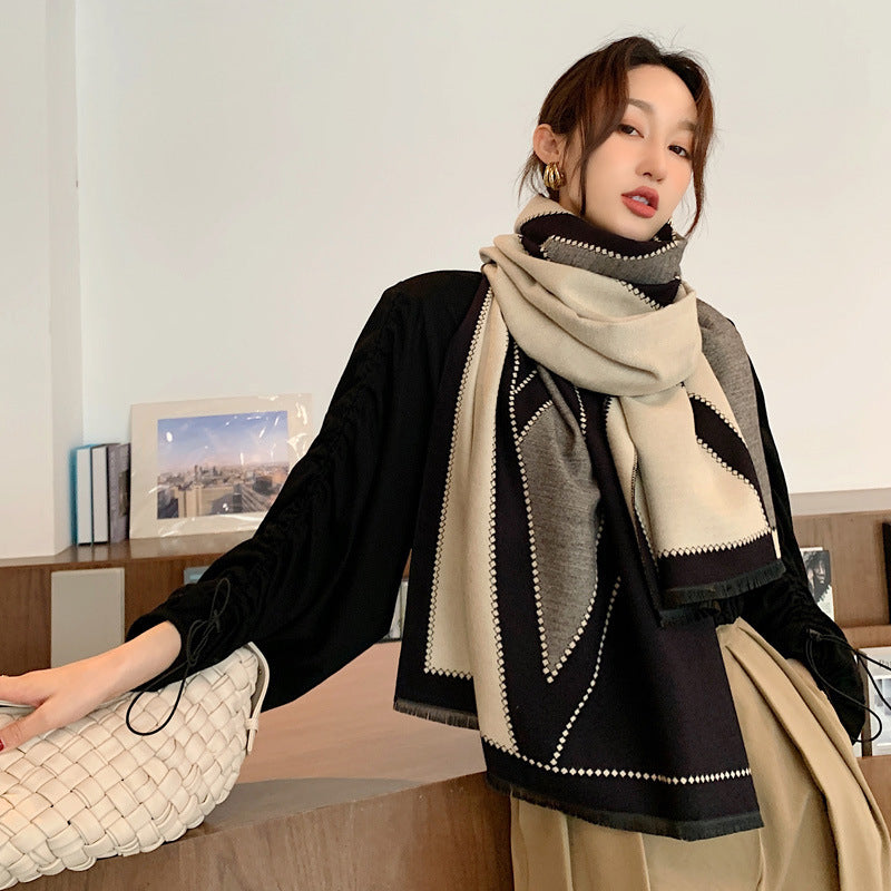 Students wear a shawl outside wool cloak