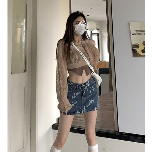 Sun Protective Blouse Camisole Women's Two-piece Slim-fit Short Top