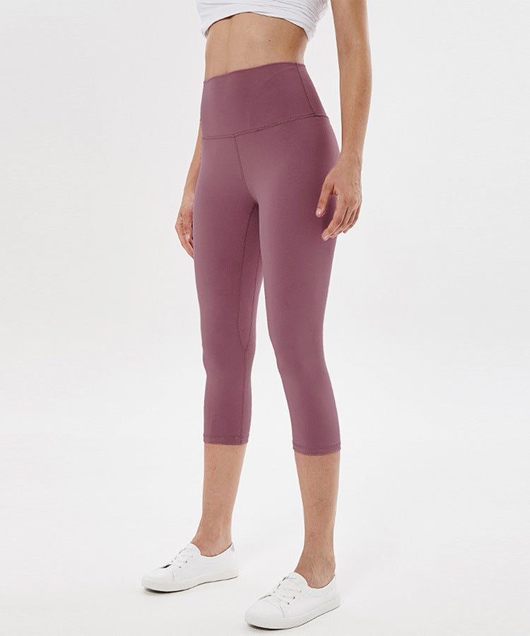 Sports tights solid color yoga cropped pants