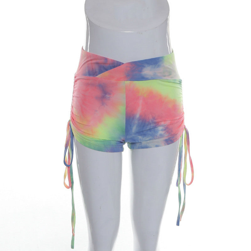 Tie-dye drawstring shorts