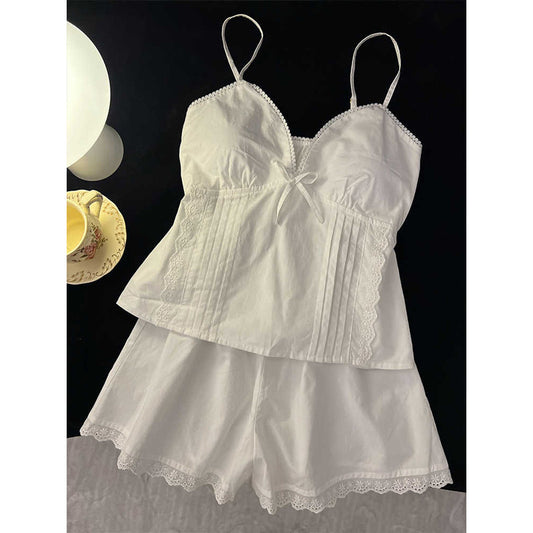 New Sexy Bow-Knot Lace Trim Loungewear Set